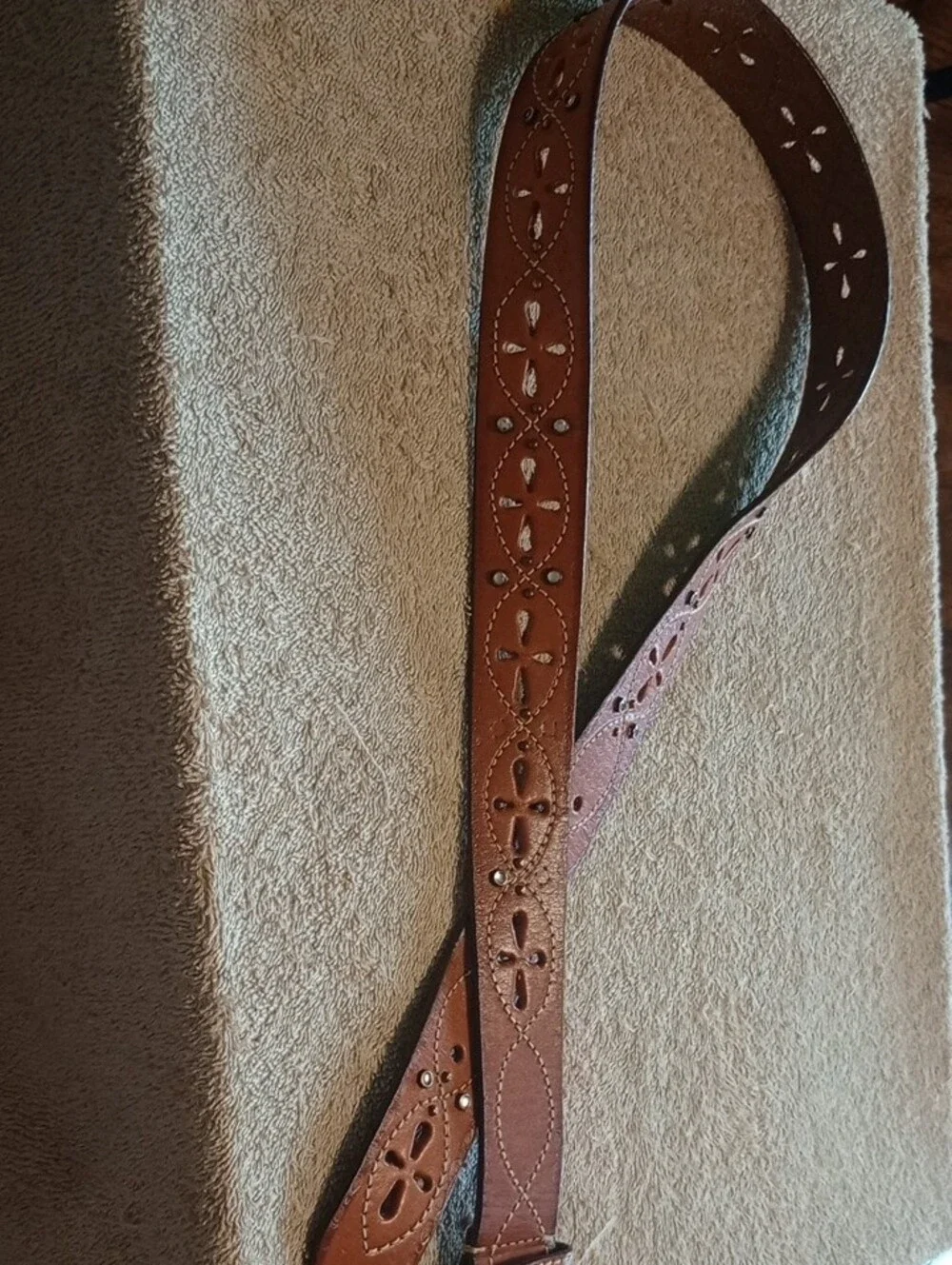 Men's Brown Stylish Leather Belt with Decorative Stitching And Stud Accents